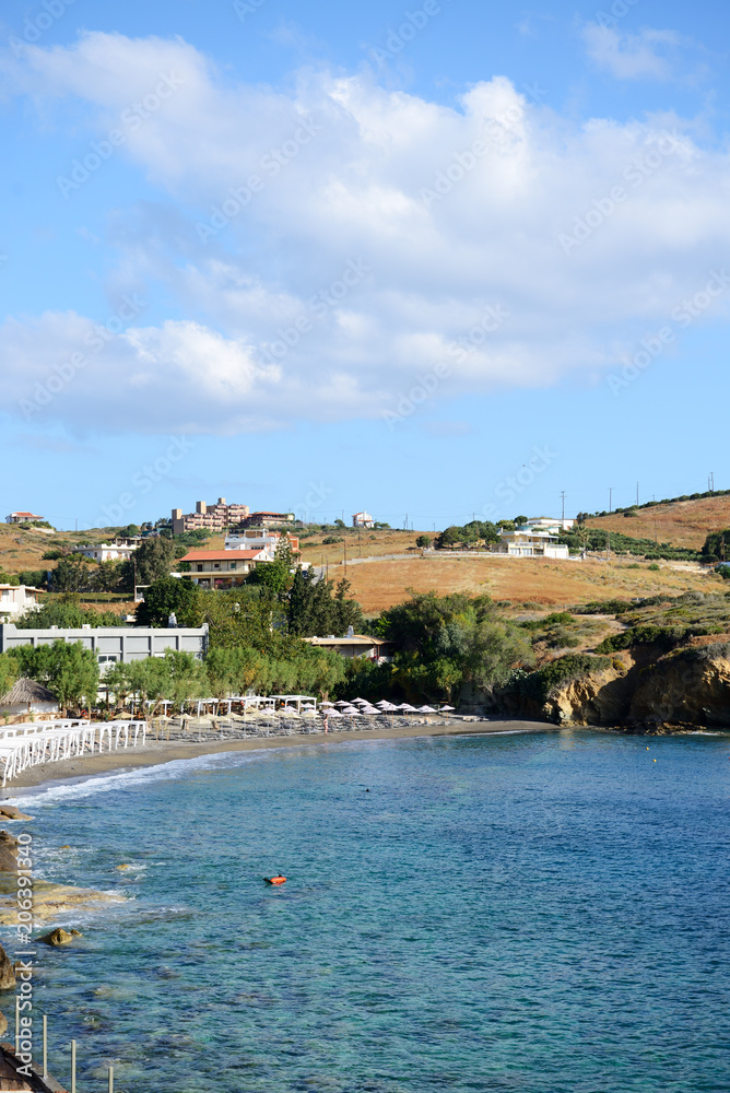 Fototapeta premium The beach at luxury hotel, Crete, Greece