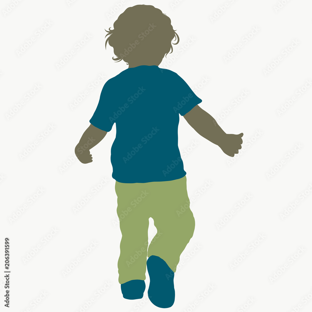Silhouette of a small walking child Silhouette of a small walking child