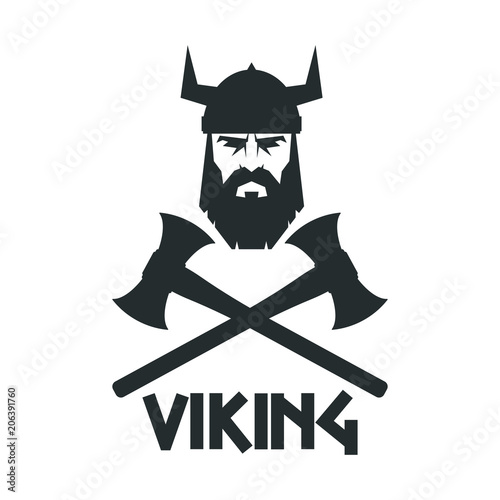 Bearded Viking helmet and crossed axes