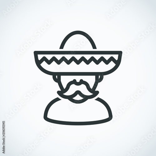 Sombrero Mexican man icon