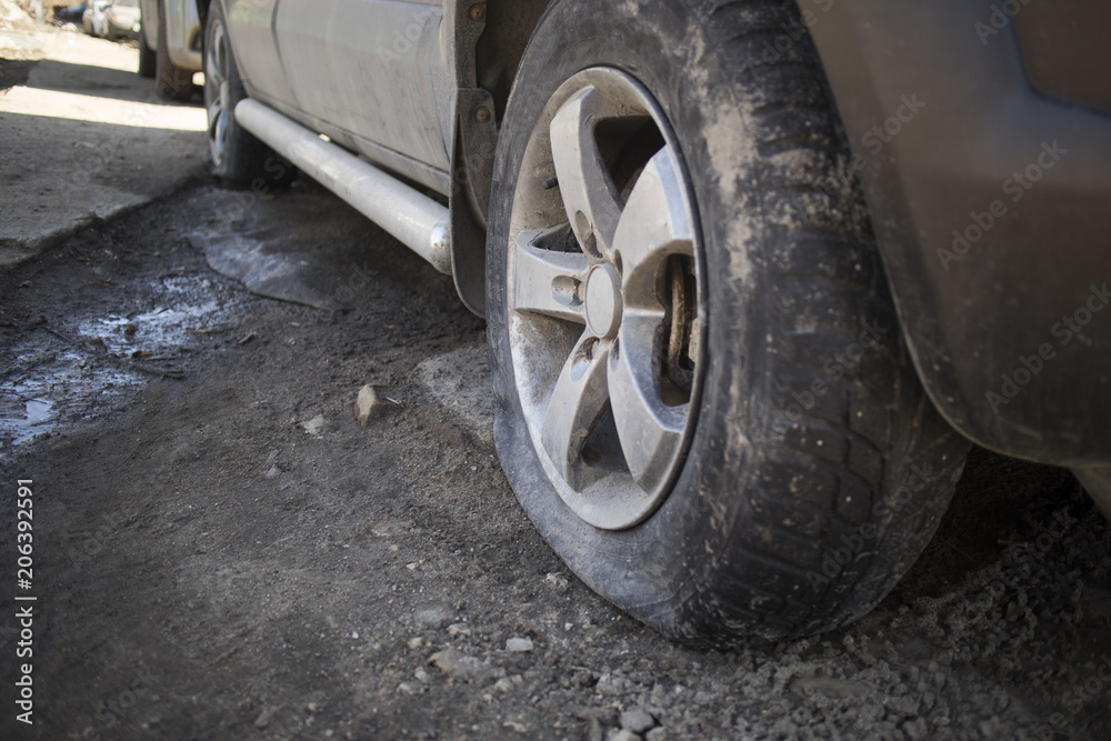 flat tire on the car