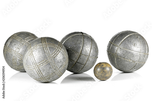 vintage petanque balls isolated on white background