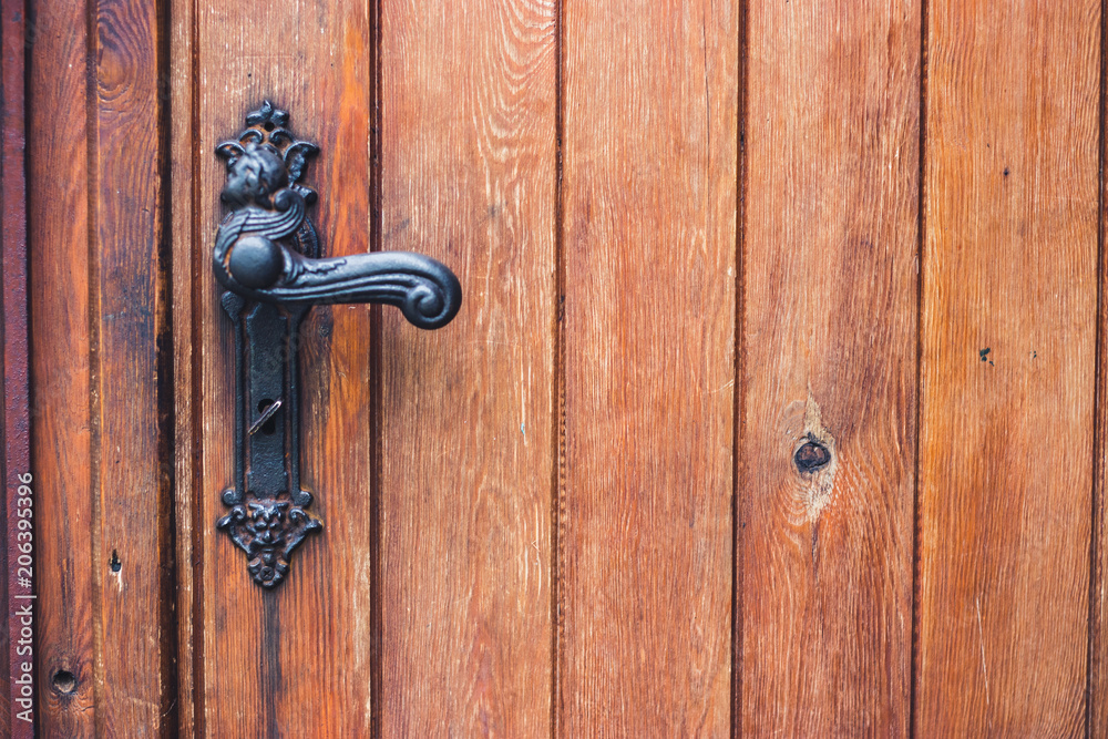detail of an old wooden door. Selective focus. place for text detail of an old wooden door. Selective focus. place for text