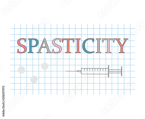 spasticity word on checkered paper sheet- vector illustration