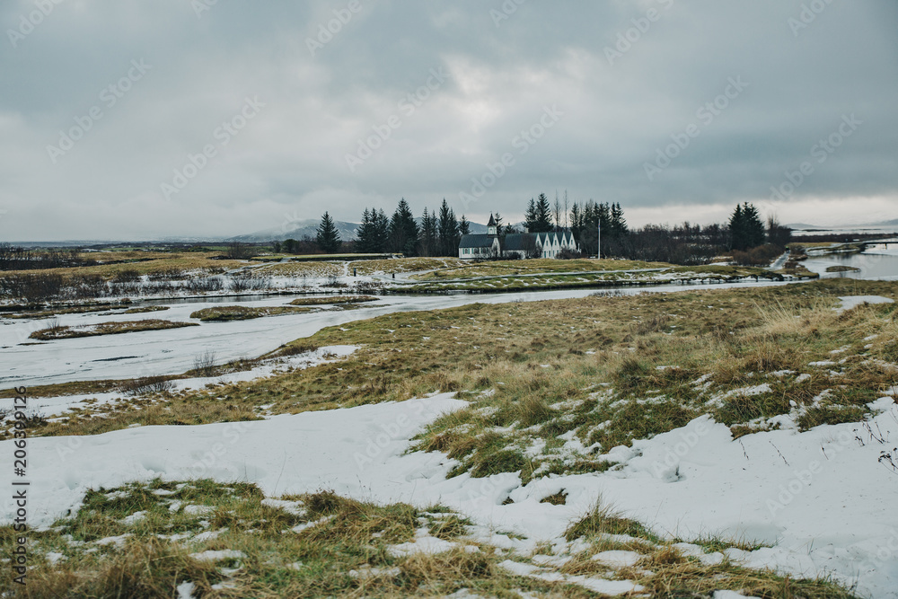 Thingvellir Valley in winter