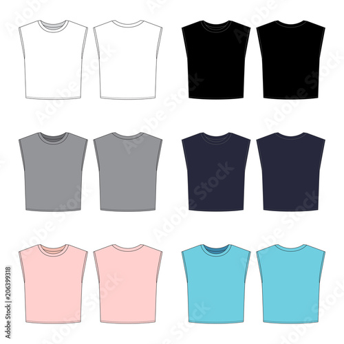 Vector template for Women's cropped style tank top