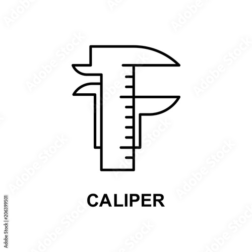 caliper icon. Element of measuring instruments icon with name for mobile concept and web apps. Thin line caliper icon can be used for web and mobile. Premium icon