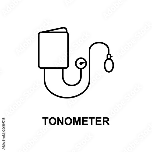 tonometer icon. Element of measuring instruments icon with name for mobile concept and web apps. Thin line tonometer icon can be used for web and mobile. Premium icon