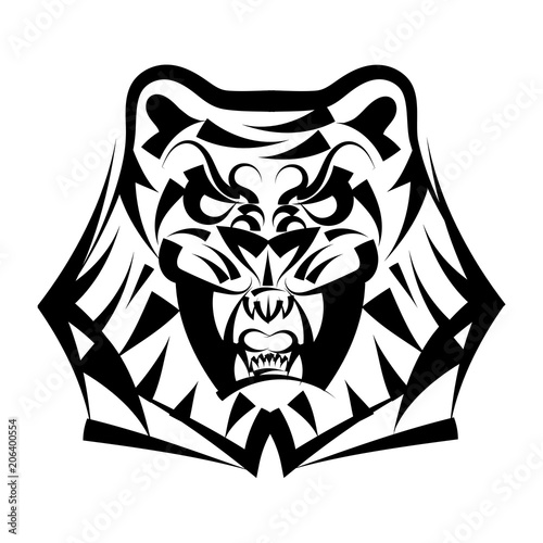 Fototapeta Naklejka Na Ścianę i Meble -  Vector illustration head tiger on a white background