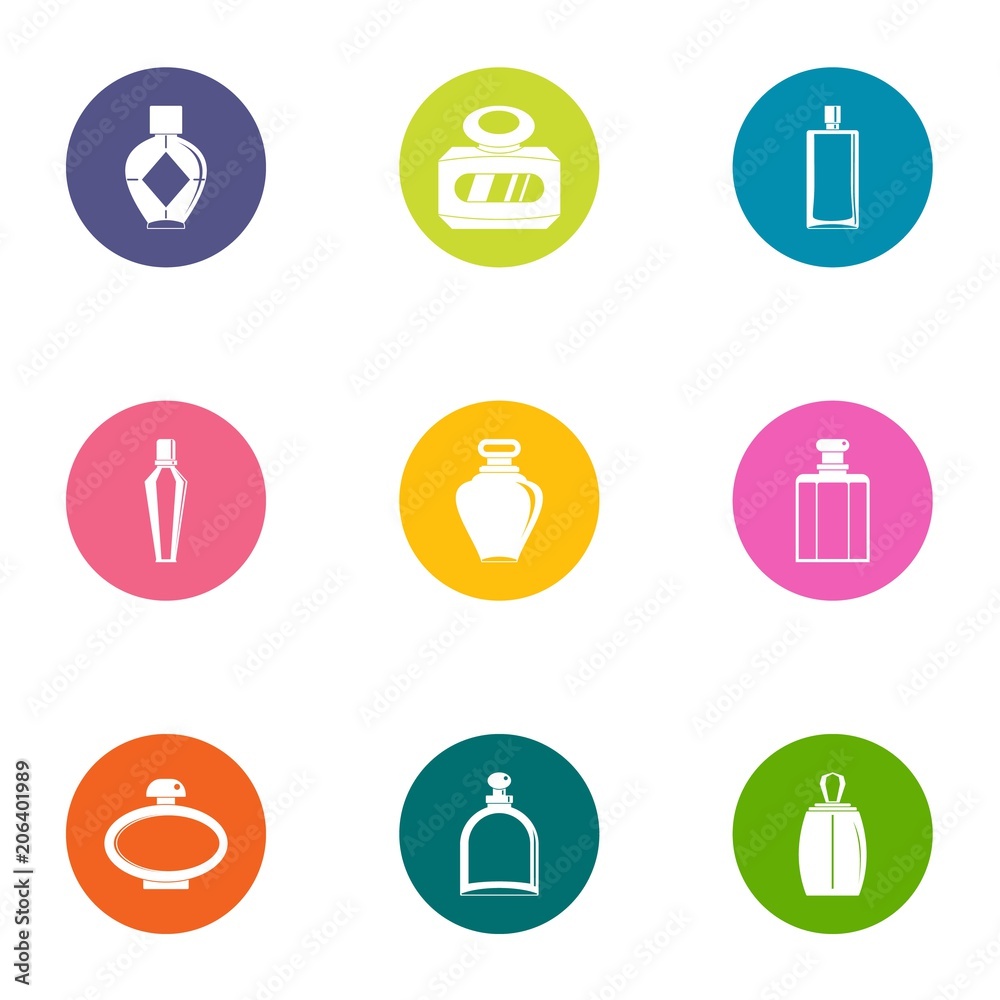 Fragrance icons set. Flat set of 9 fragrance vector icons for web isolated on white background