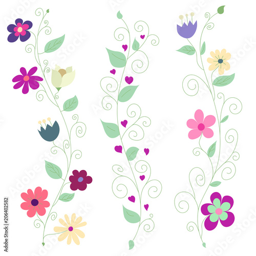 Three Colorful Floral Borders