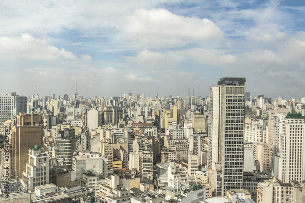 Panoramic view from the top of the city center of sao paulo