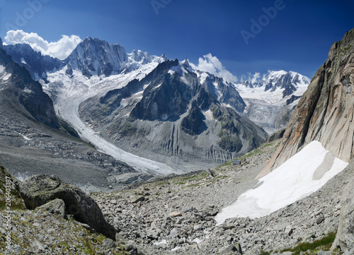 Alpine panorama with mountain peaks and glaciers