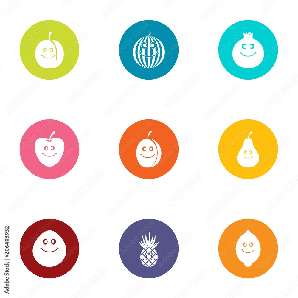 Pomegranate icons set. Flat set of 9 pomegranate vector icons for web isolated on white background Pomegranate icons set. Flat set of 9 pomegranate vector icons for web isolated on white background