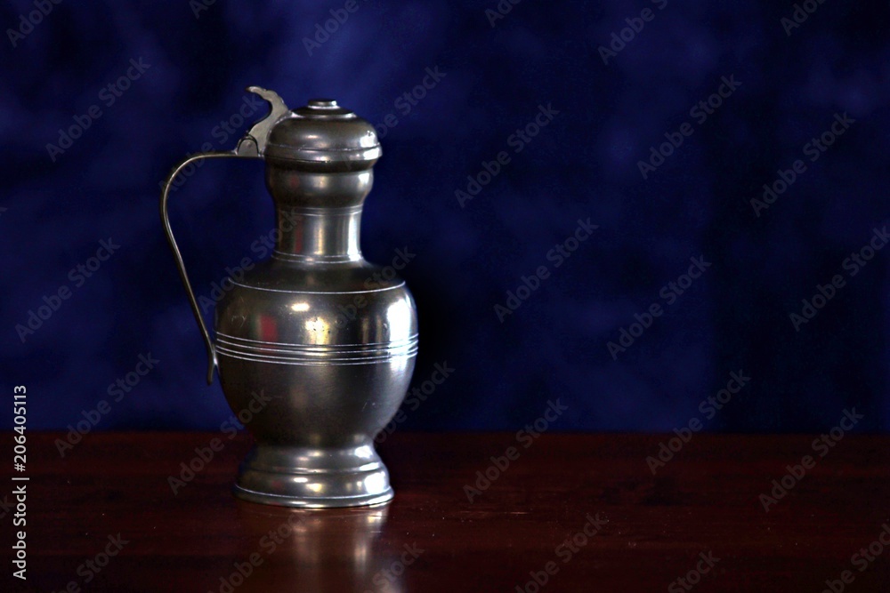 Pewter mug on table