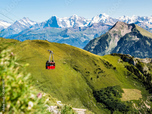 Obraz na płótnie Panorama, Luftseilbahn auf das Stockhorn, Berner Oberland, Erlenbach, Simmental,
