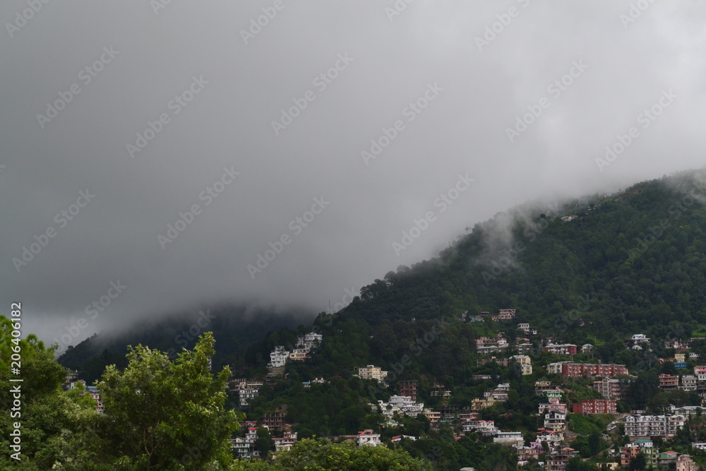 Solan town from the hilltop in Himachal Pradesh, India.