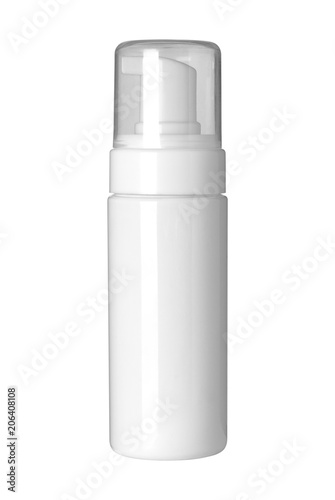 Plastic jars of cosmetics on a white background. Clipping path