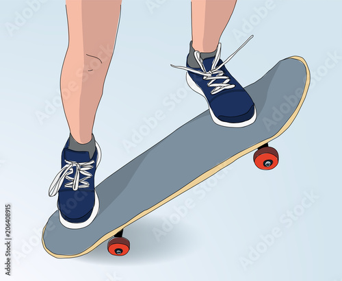 skateboard jump illustration - drawing style skateboarding concept -