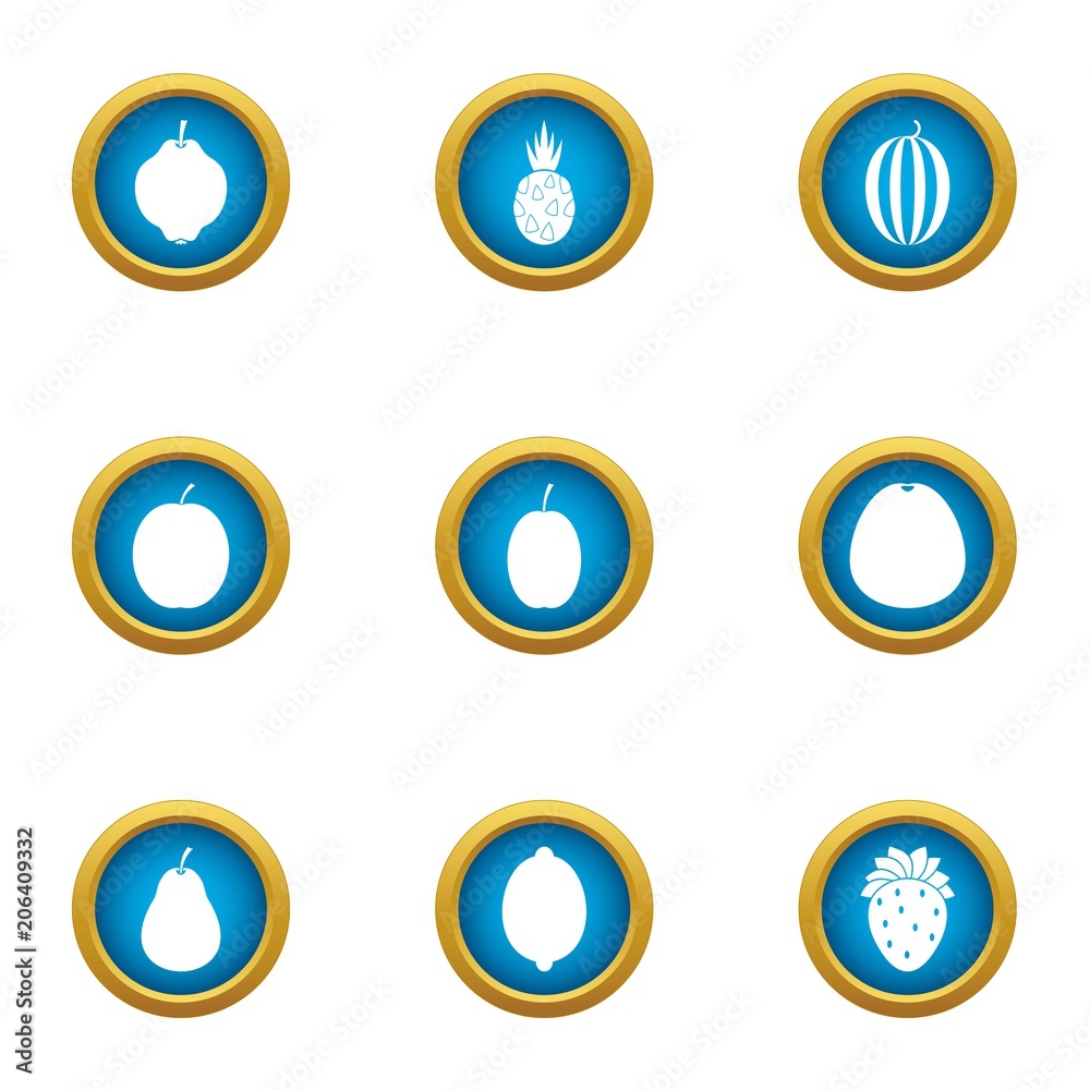 Berry business icons set. Flat set of 9 berry business vector icons for web isolated on white background