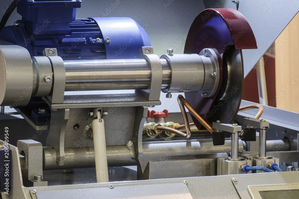 Industrial metalworking machine close up Industrial metalworking machine close up