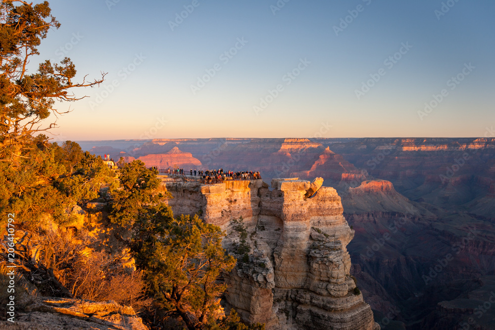 Many people watching sunrise at Grand Canyon Mather Point