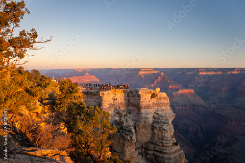 Many people watching sunrise at Grand Canyon Mather Point