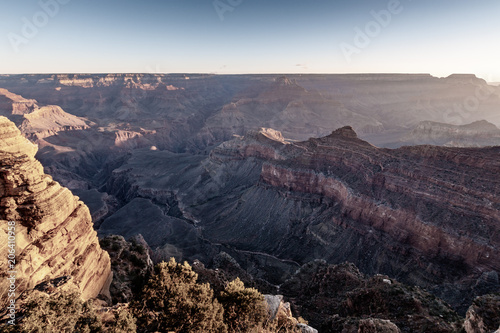 Nostalgic pichture of sunrise at Grand Canyon Mather Point, Arizona photo