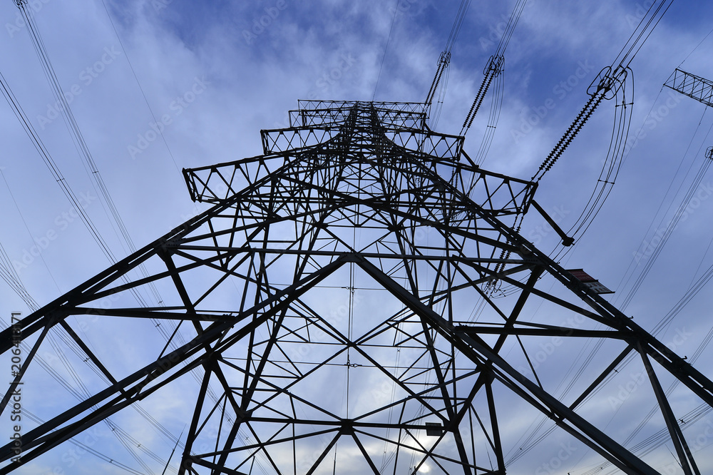 The power supply facilities of contour in the evening