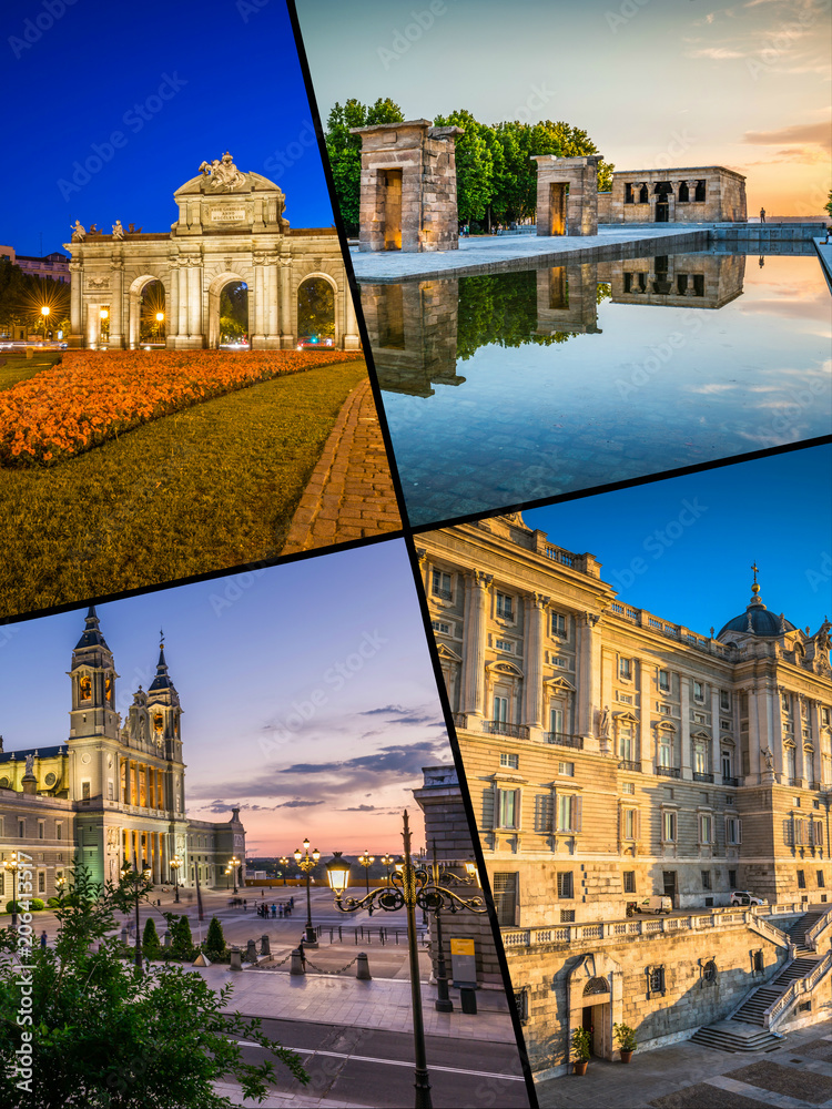 Collage of tourist photos of the Madrid
