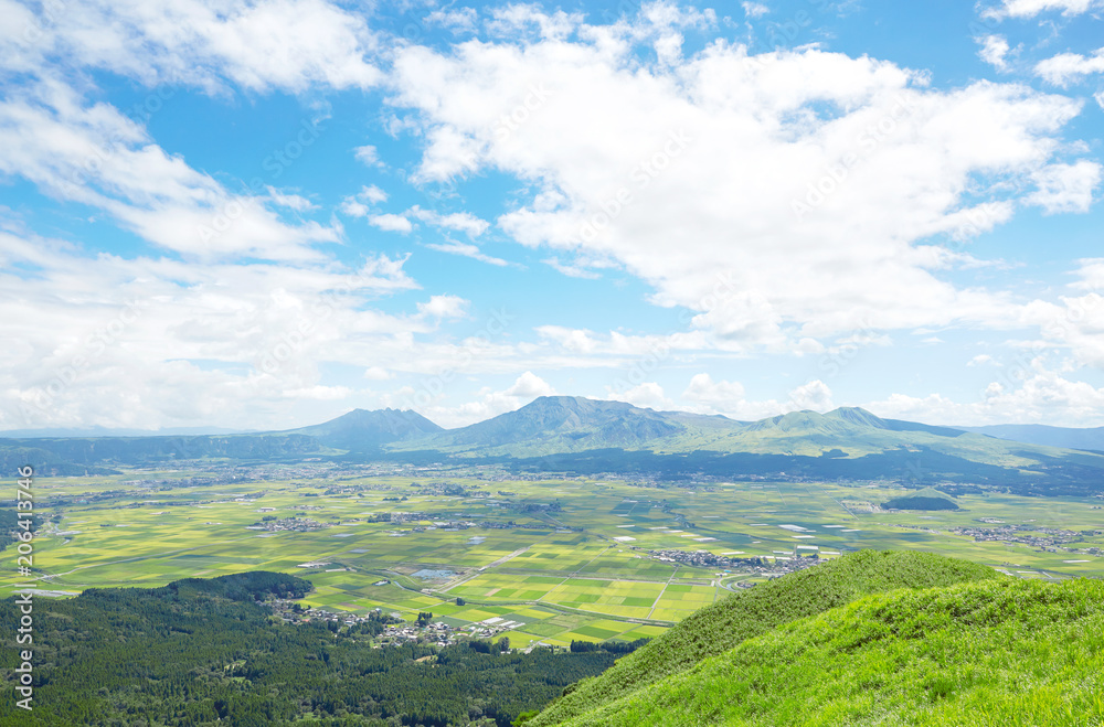 Naklejka premium 阿蘇 大観峰からの眺め