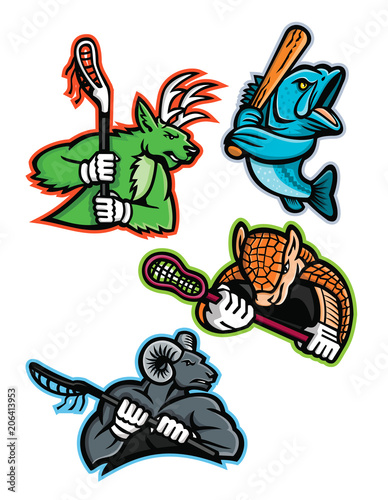 Lacrosse and Baseball Sports Mascot Collection