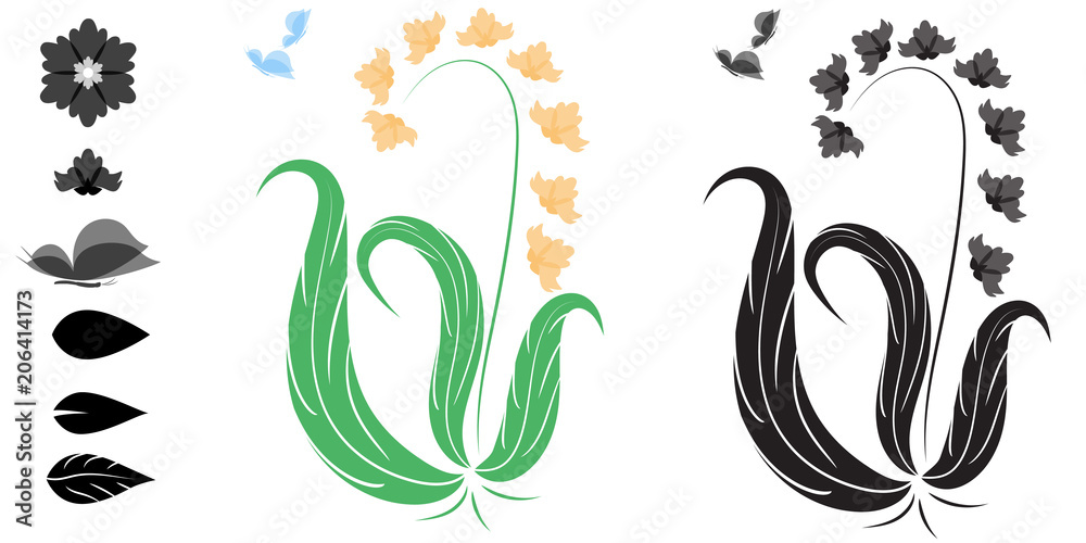Obraz premium A set of art brushes on a natural theme