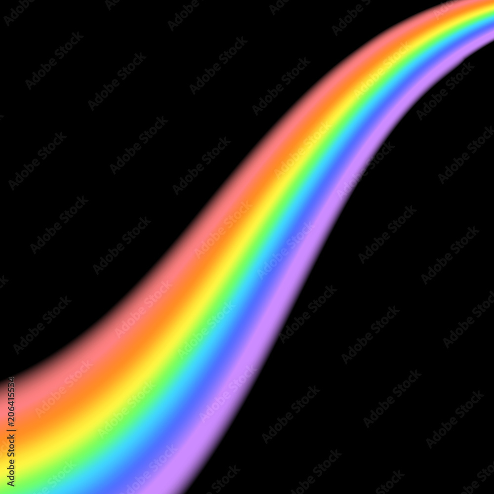 Rainbow icon. Shape arch isolated on black background. Colorful light and bright design element. Symbol of rain, sky, clear, nature. Flat simple graphic style. Vector illustration Rainbow icon. Shape arch isolated on black background. Colorful light and bright design element. Symbol of rain, sky, clear, nature. Flat simple graphic style. Vector illustration