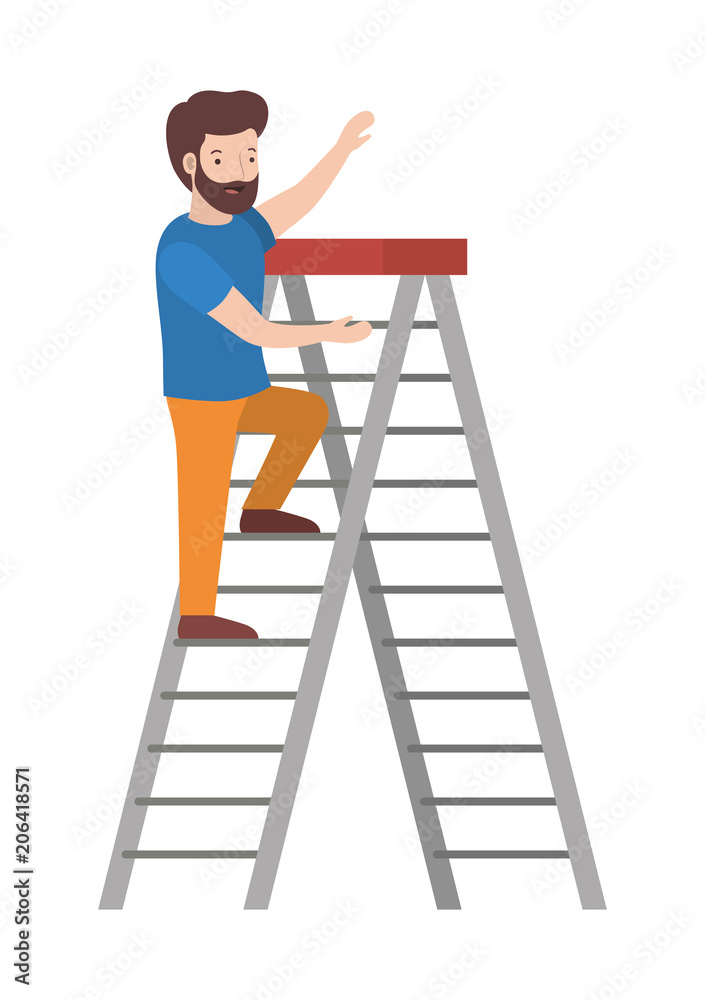 man climbing stepladder character vector illustration design man climbing stepladder character vector illustration design