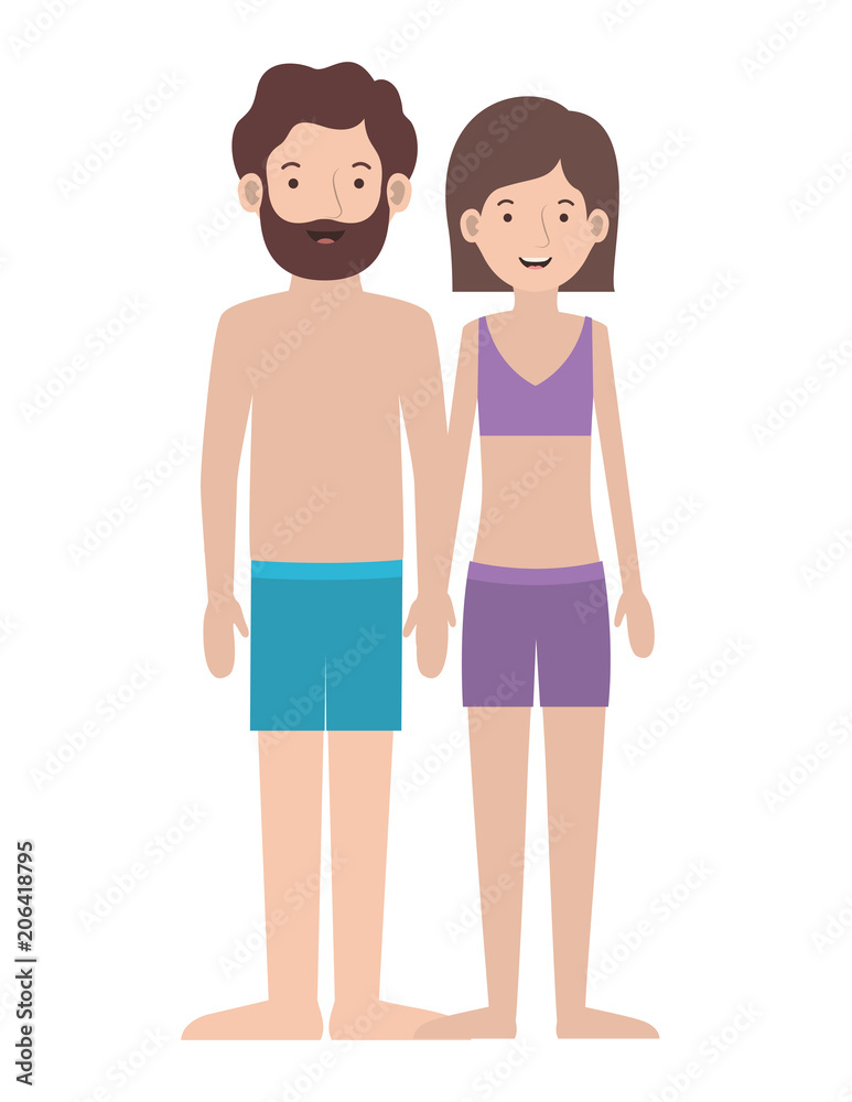 young couple with swimsuit avatars characters character vector illustration young couple with swimsuit avatars characters character vector illustration