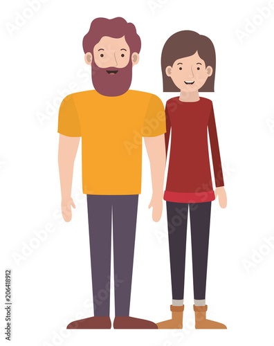 young couple avatars characters vector illustration design