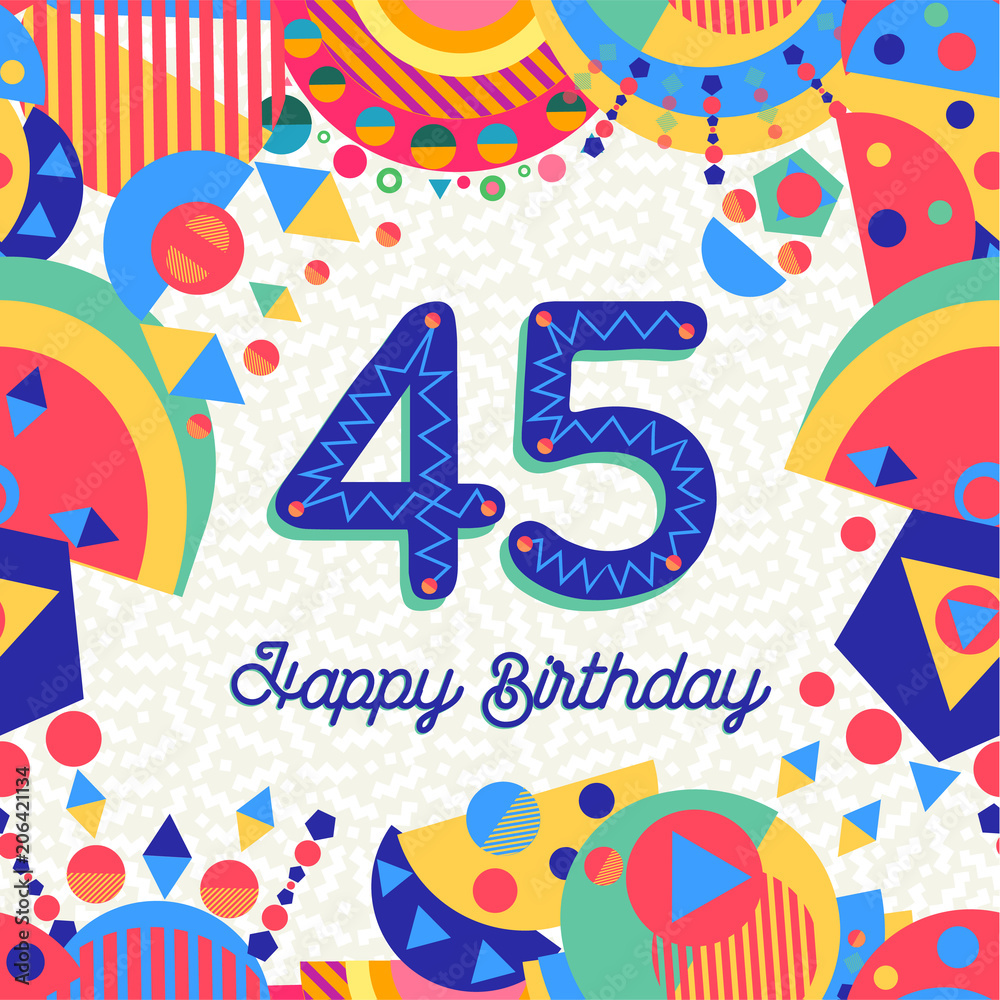45 forty five year birthday party greeting card