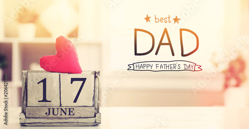 17 June Best Dad message with wooden block calendar 