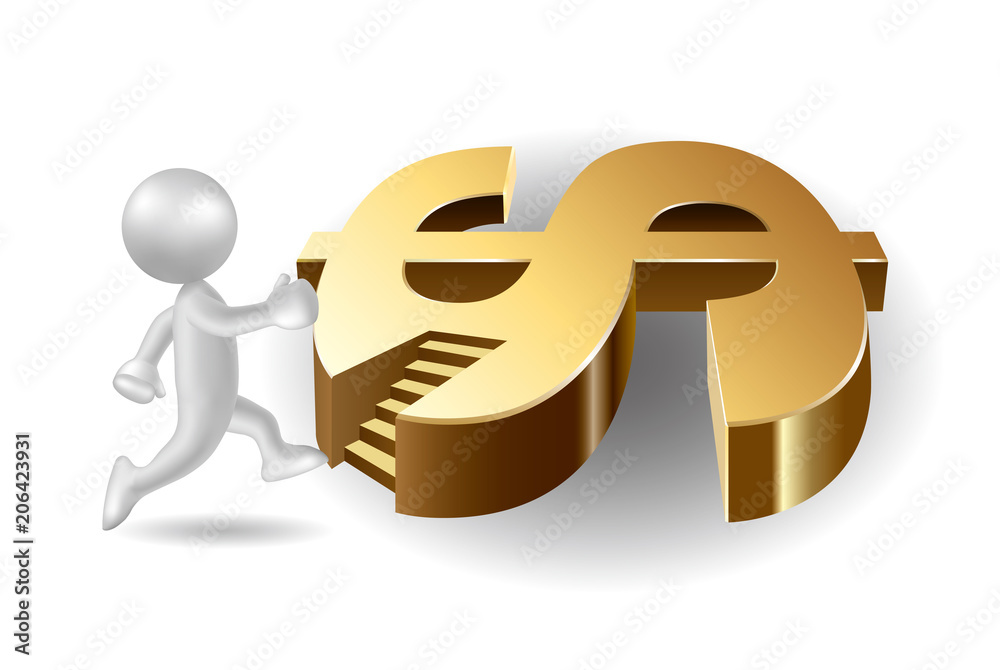 Vector drawn running man symbol, go to the dollar symbol,image uses a grid gradient. Vector drawn running man symbol, go to the dollar symbol,image uses a grid gradient.