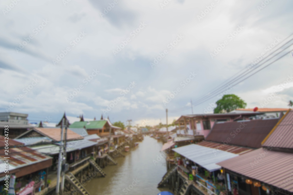 Abstract Blur image of Floating Market ,Samut-Songkhram ,Thailand.