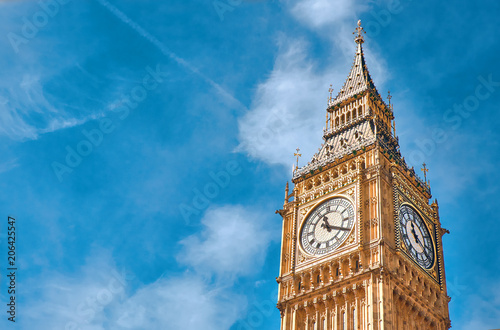 Big Ben Clock Tower in London, UK, on a bright day photo