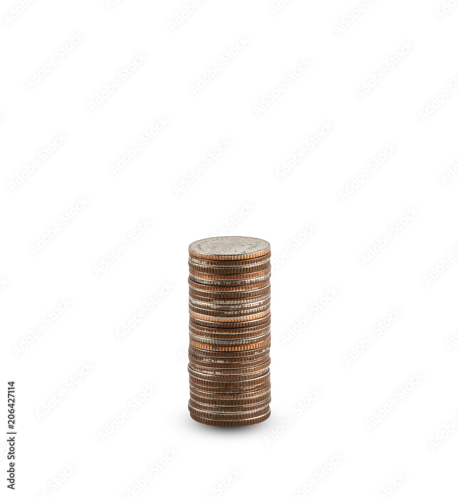 Coin stacks as a graph isolated on white background Coin stacks as a graph isolated on white background