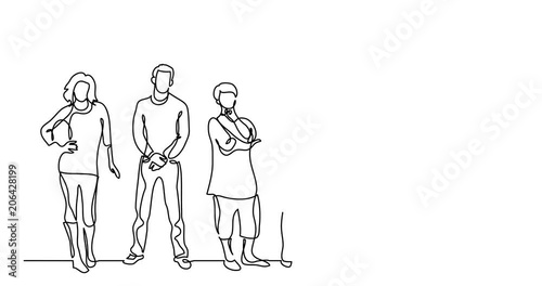 Wallpaper Mural Self drawing animation of continuous line drawing of diverse crowd of standing people Torontodigital.ca