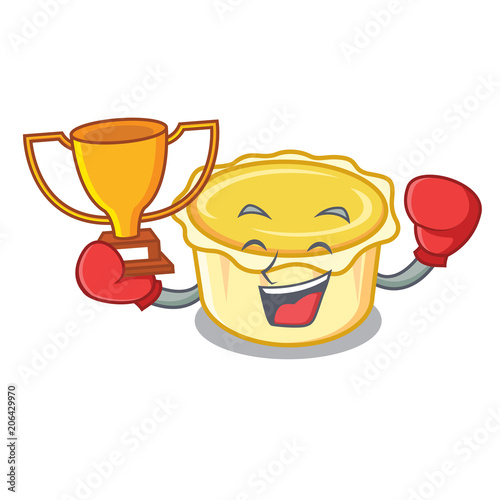 Boxing winner egg tart mascot cartoon