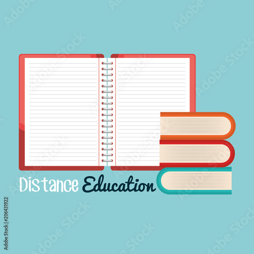 on line education with notebooks vector illustration design