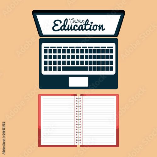 on line education with laptop vector illustration design