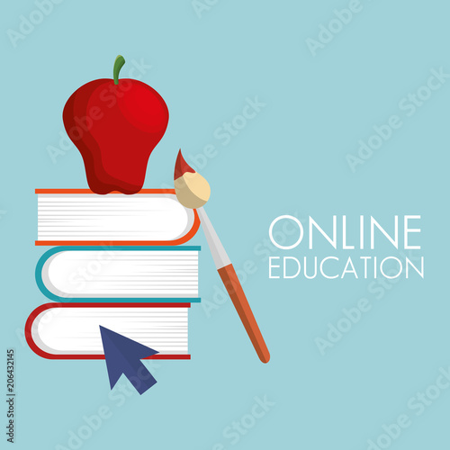 on line education set icons vector illustration design