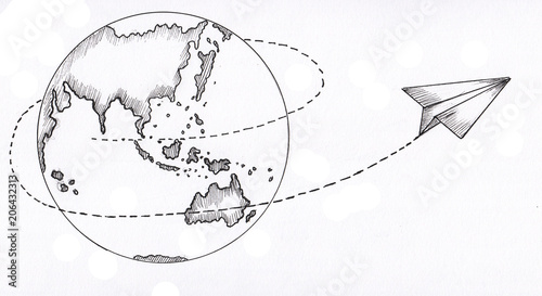 globe and paper plane