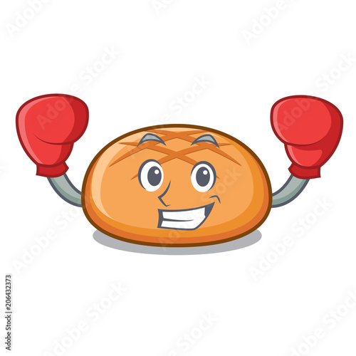 Boxing hamburger bun character cartoon